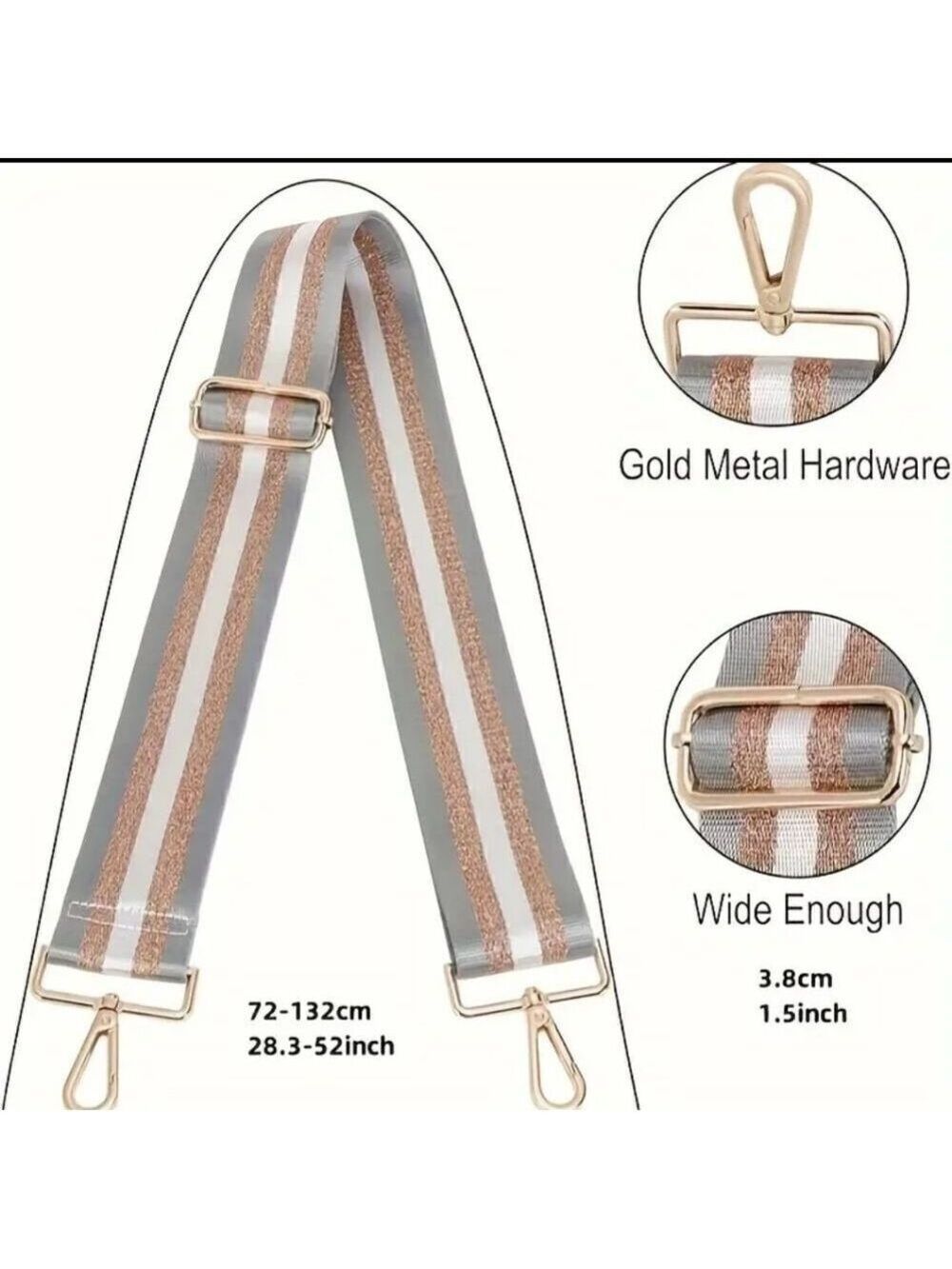 Replacement strap for bag, wide shoulder strap, adjustable canvas straps - Picture 13 of 15